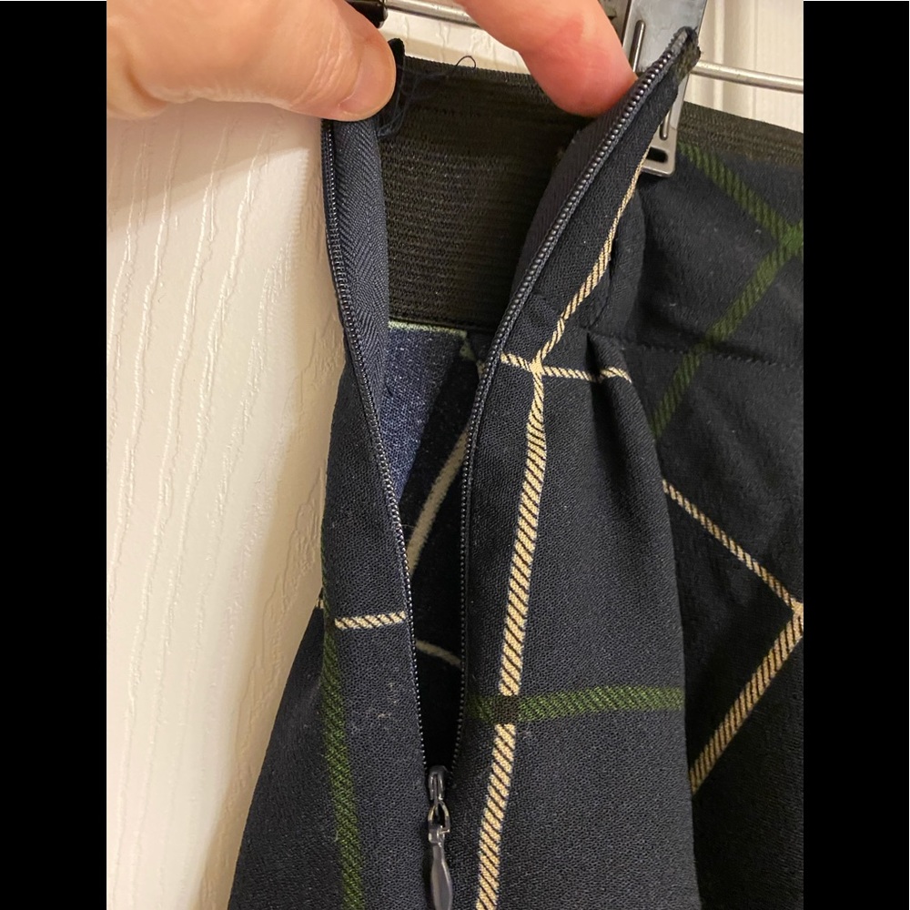 Zara Basic Blue Yellow Plaid Polyester Mini Skirt Elastic Waist 18” Size Small - Picture 5 of 8